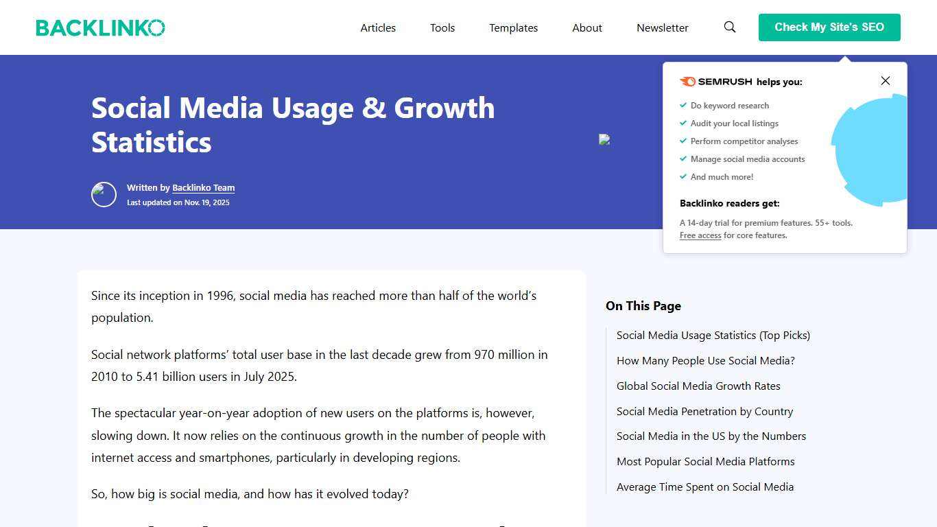 Social Network Usage & Growth Statistics (2026)