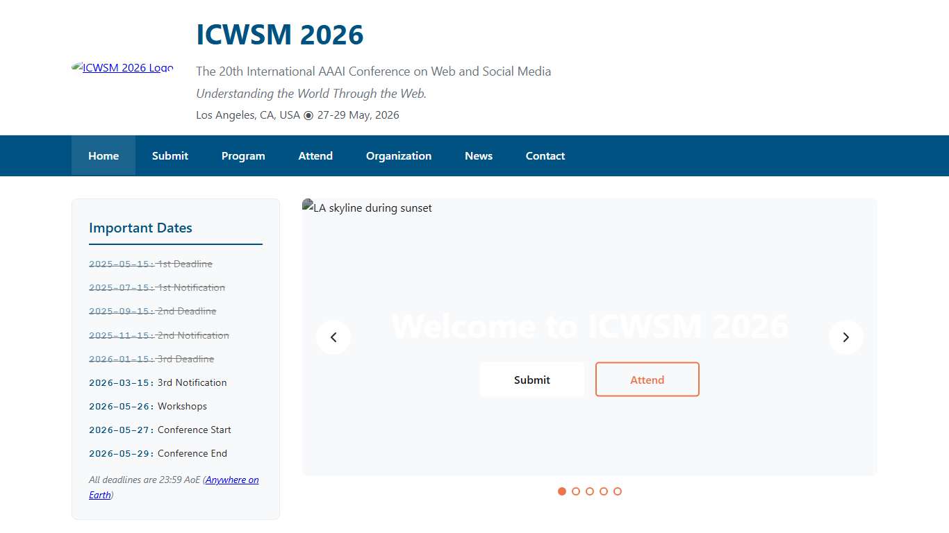 ICWSM 2026 - International AAAI Conference on Web and Social Media